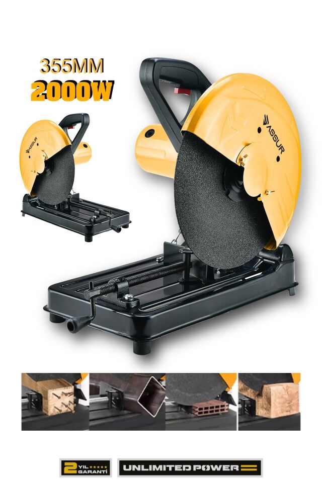 Assur 2000W Bakır Sargılı Metal Şanzıman 355 Mm Profil Metal Kesme Makinesi