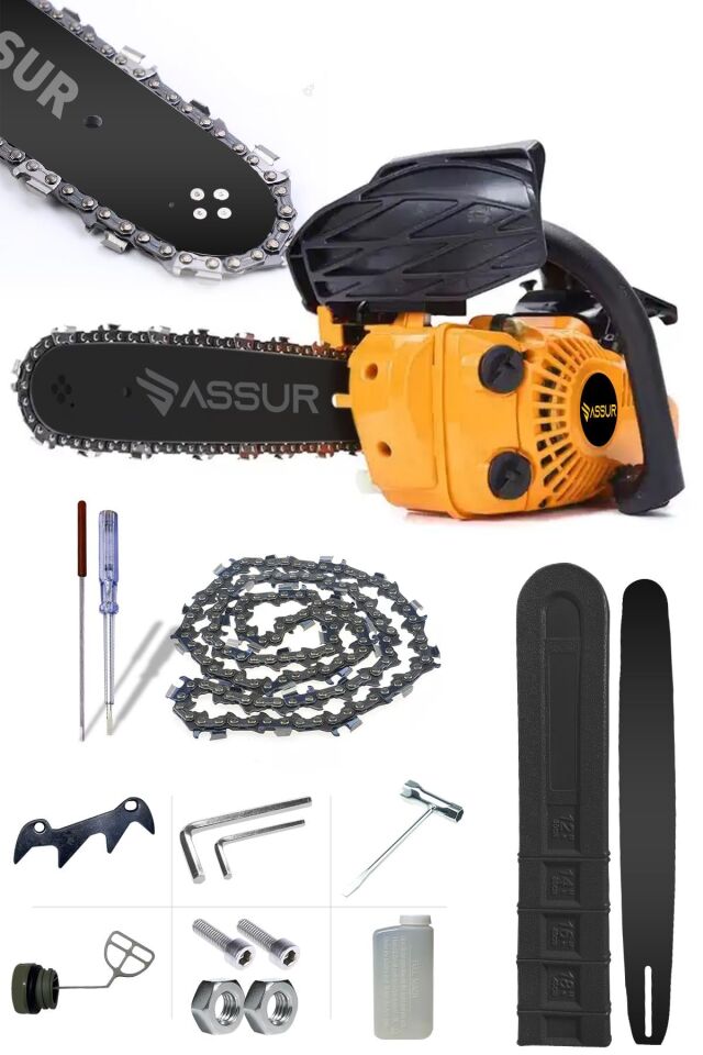 Assur 25cc Mini Benzinli Testere Ağaç Odun Dal Budama Ve Kesme Testeresi Hızar Motoru