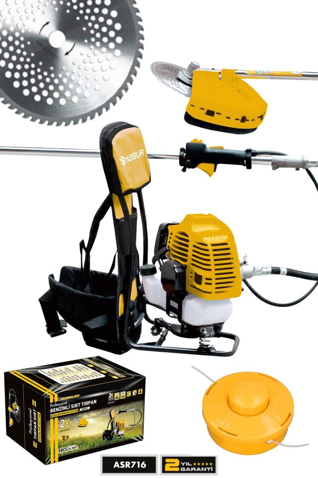 Assur Sırt Tipi Benzinli Motorlu Ot Çalı Çim Biçme Tırpanı