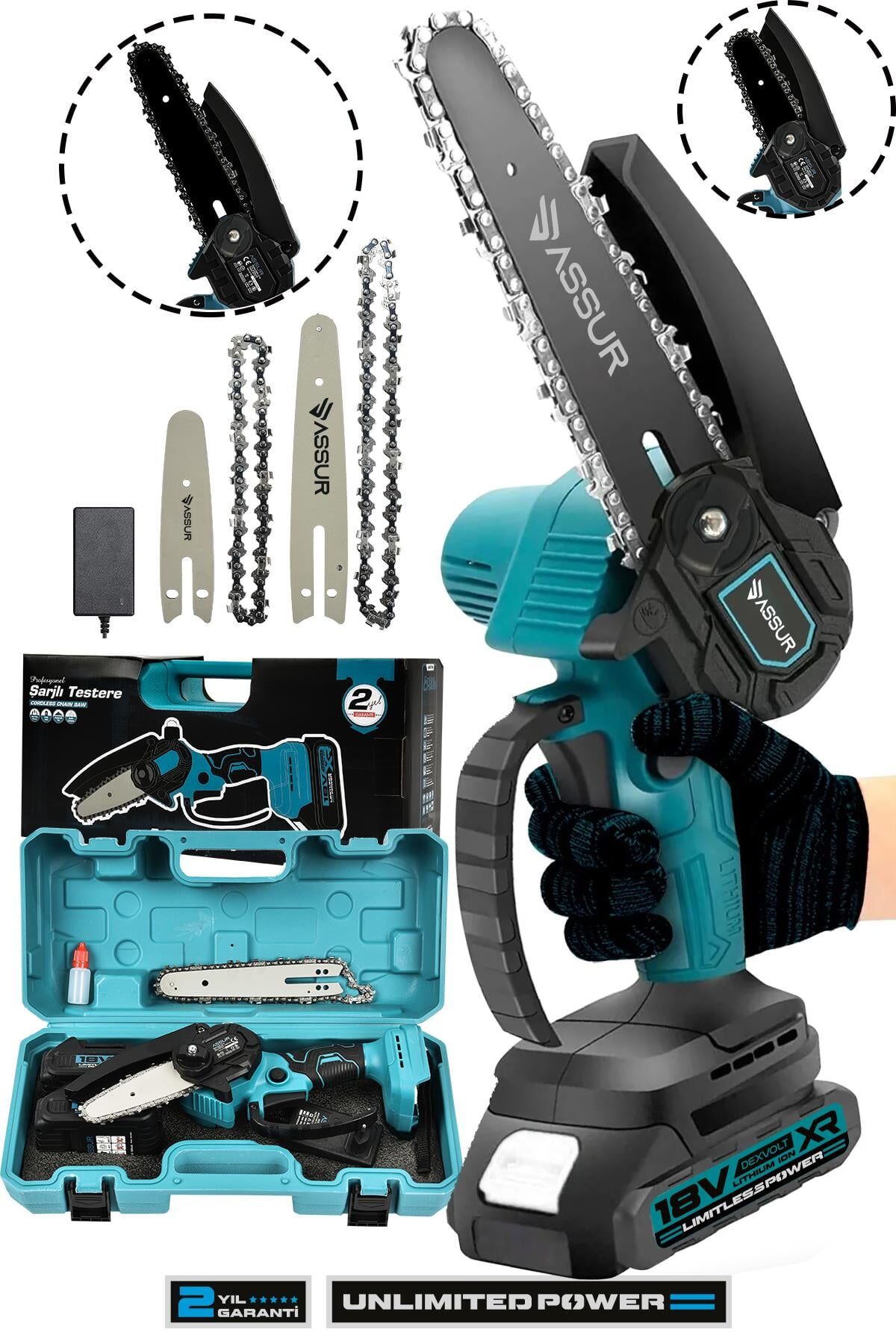 Assur 18V Çift Akülü Ağaç Odun Dal Budama Testere