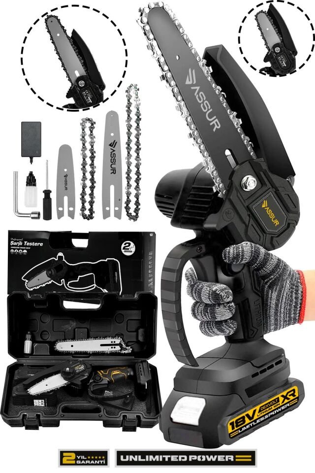 Assur 18V Çift Akülü Ağaç Odun Dal Budama Testere
