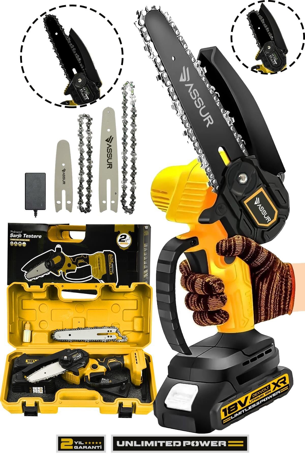 Assur Plus 18V Çift Akülü Ağaç Odun Dal Budama Testere