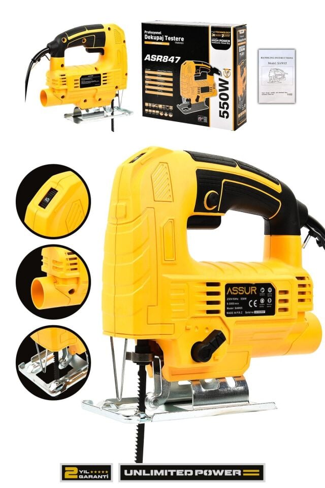 Assur Profesyonel 550W Devir Ayarlı Dekupaj Testere Makinesi