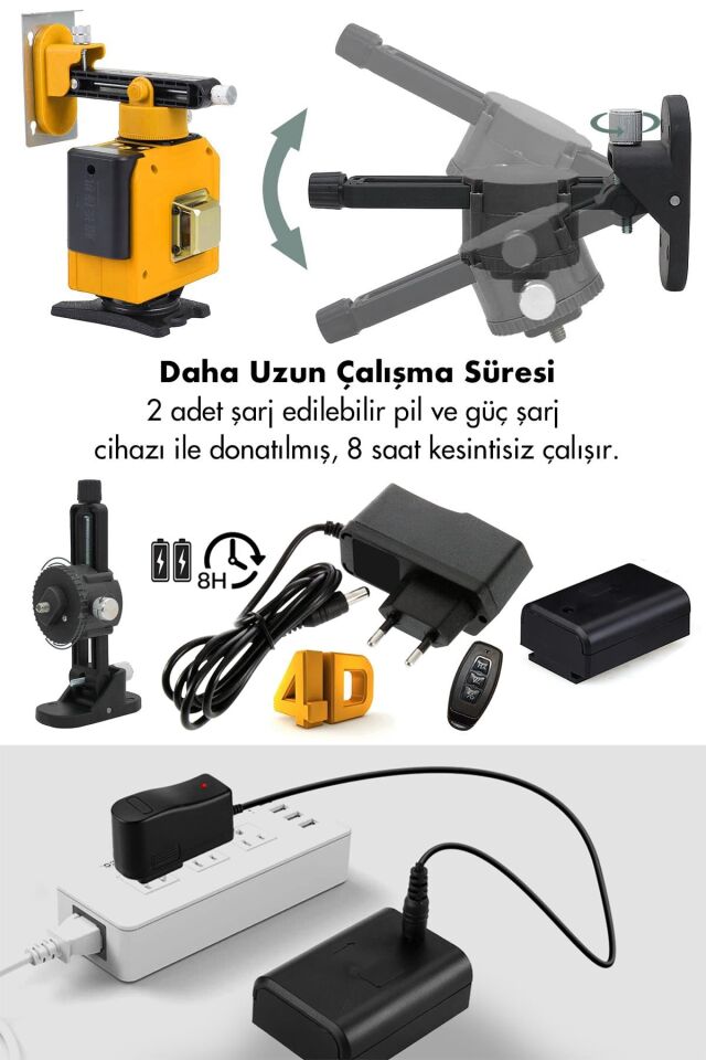 Assur Plus 360° 12 Köşe Otomatik Hizalamalı Yeşil Çizgili Su Terazili Lazer Metre Hizalama