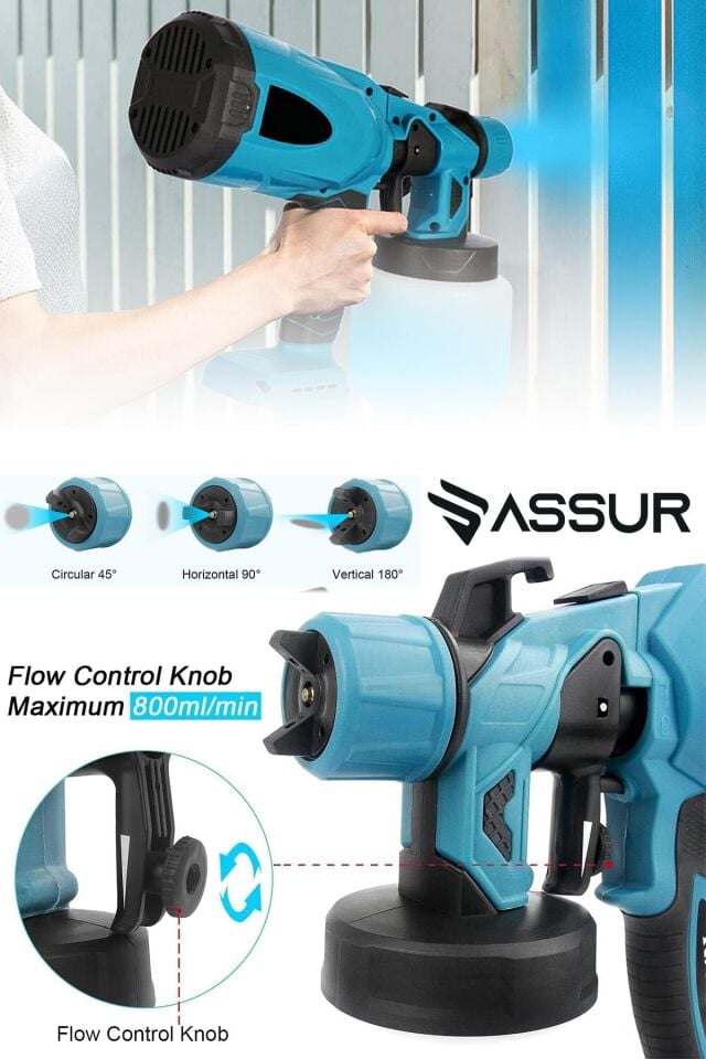 Assur Plus 21V Çift Akülü 300 Mm Vernik Sprey Boya Püskürtme Makinesi