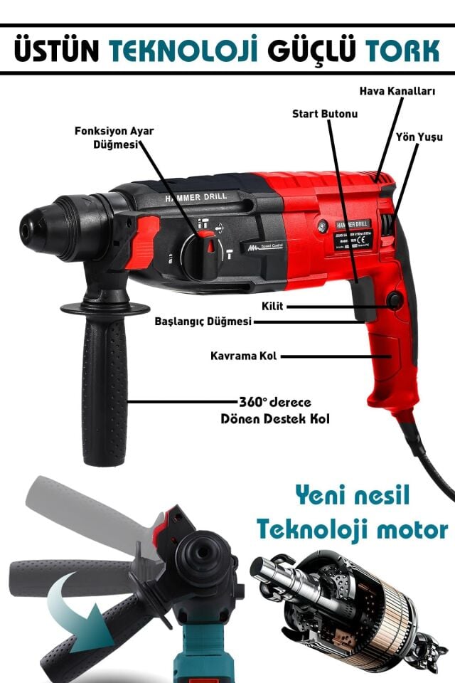 Assur Plus Profesyonel Metal Şanzıman Kırıcı Delici Hilti Darbeli Matkap 2-28mm