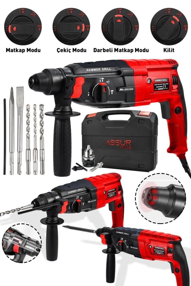 Assur Plus Profesyonel Metal Şanzıman Kırıcı Delici Hilti Darbeli Matkap 2-28mm