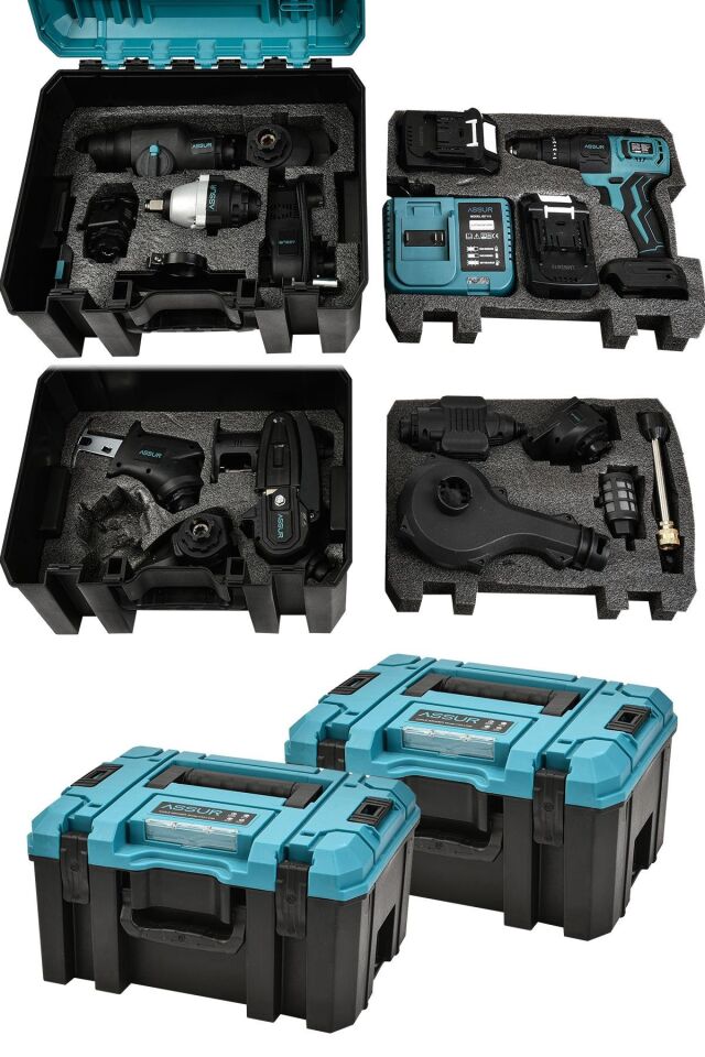 Assur Profesyonel 21V Çift Akülü Kömürsüz Şarjlı 13 Başlıklı Set