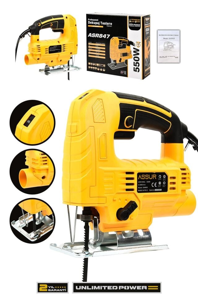 Assur Profesyonel 550W Devir Ayarlı Dekupaj Testere Makinesi