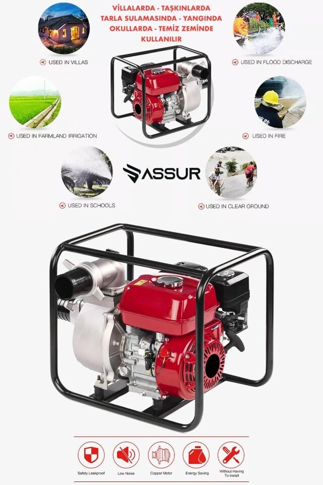 Assur Profesyonel 3 İnç Benzinli Su Pompası Motoru