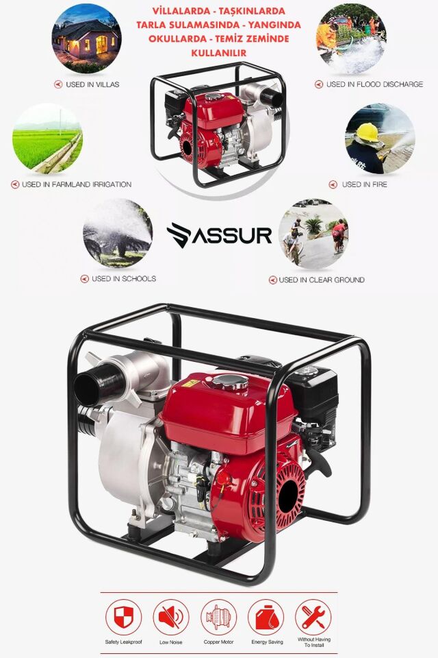 Assur Profesyonel 3 İnç Benzinli Su Pompası Motoru