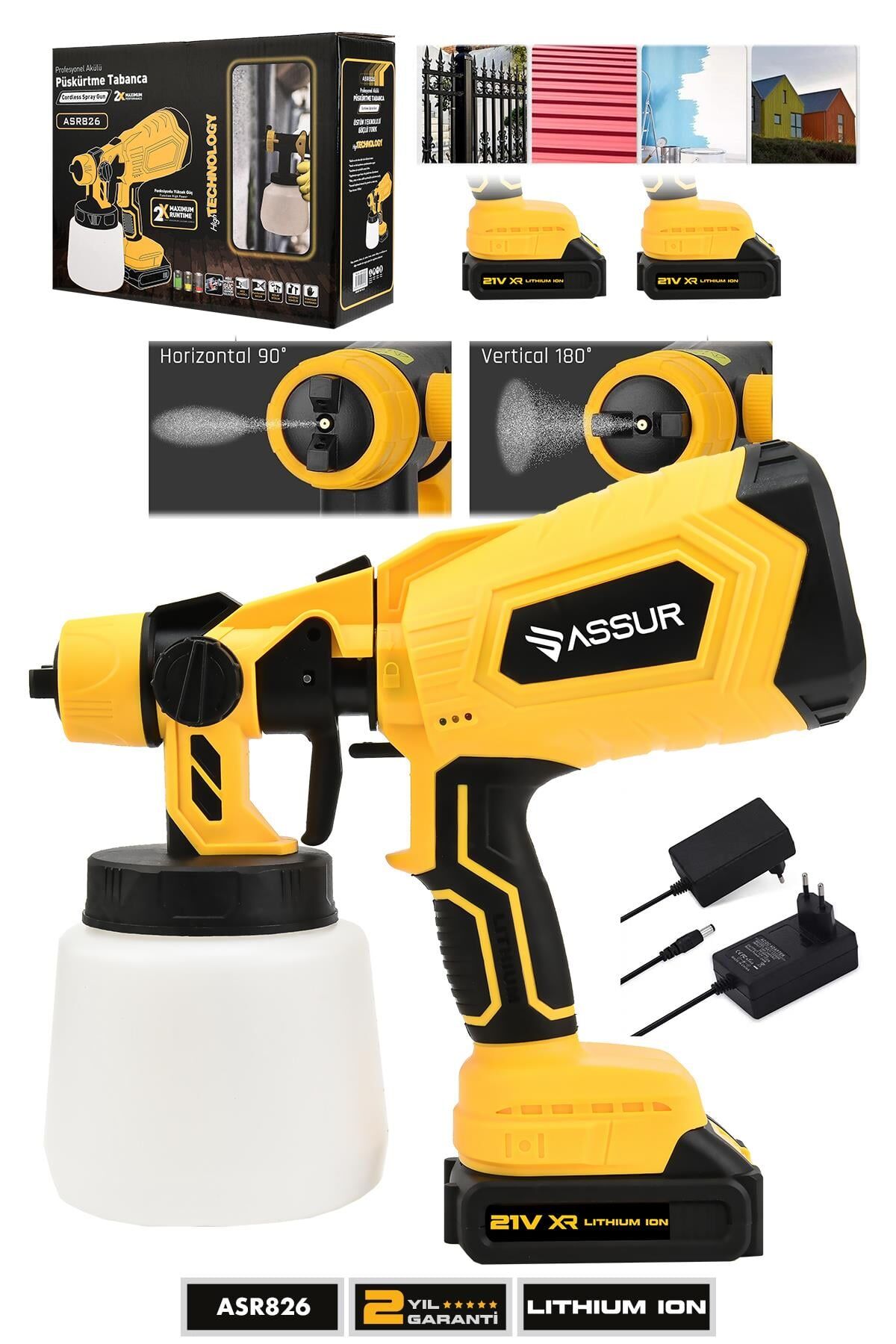 Assur Plus 21V Çift Akülü 300 Mm Vernik Sprey Boya Püskürtme Makinesi