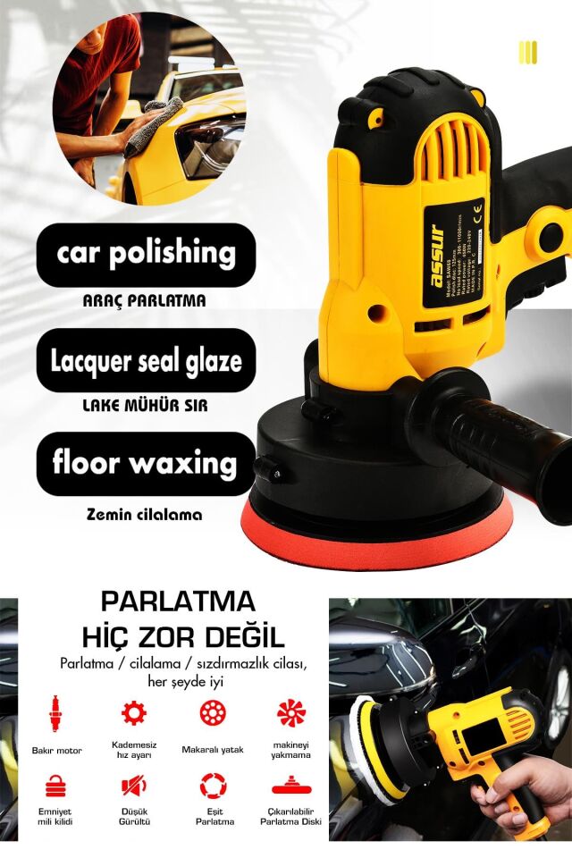 Assur 450W Elektrikli 125MM Dikey Polisaj Zımpara Makinesi